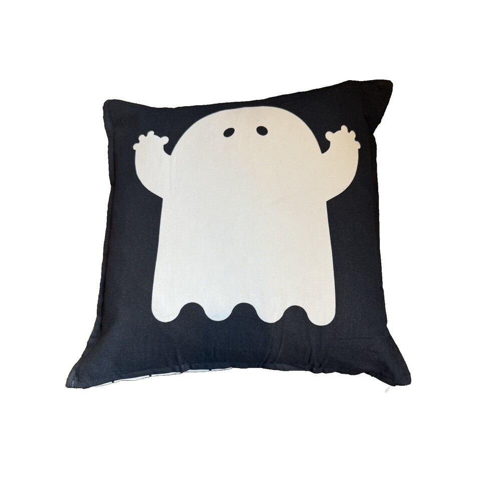 Ikea Halloween KUSTFYR Cushion cover Ghosts 20x20" Black White NEW 2025 Cotton - Picture 11 of 13